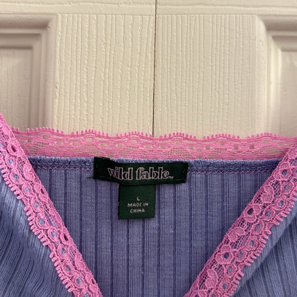 SET OF (2) Wild Fable Lace Trim Ribbed Tank Top Size Large - Picture 4 of 13